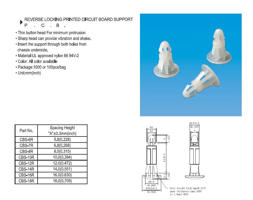 Reverse Locking Printed Circuit Board Support Reverse Locking Printed Circuit Board Support